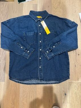 NWT Yellow The Label Denim Button-Up Shirt